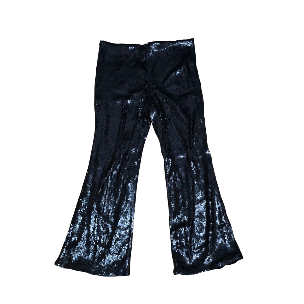 Future Collective Kahlana Barfield Brown Black Sequin Flare Pants 16W‎ 18W